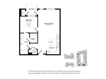 1M w/ Balcony floor plan